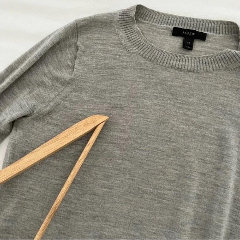 J. Crew Light Merino Wool 3/4 Sleeve Tunic Sweater Light Heather Grey, Size XS